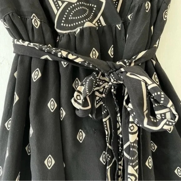 Anna Sui For Target | Black Silk Sleeveless Belted Wrap Mini Dress, Small - Picture 5 of 6